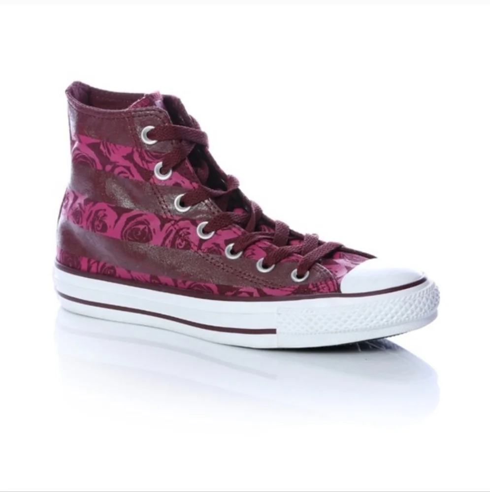 Converse Women's Floral Burgundy High-Tops